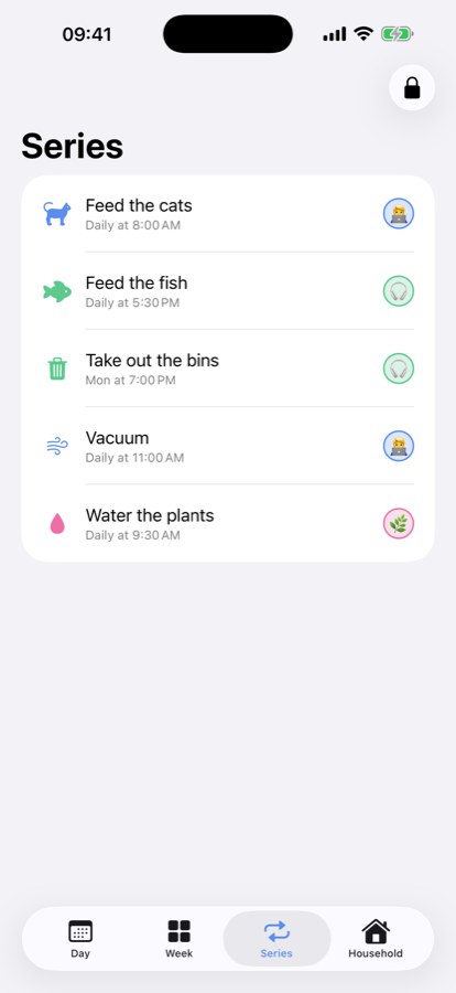 List of recurring chores